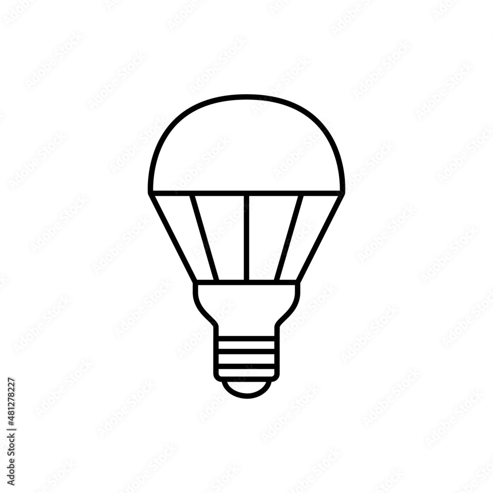 LED Lamp icon in black line style icon, style isolated on white background LED Lamp icon in black line style icon, style isolated on white background