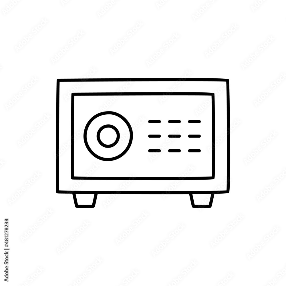 Safe deposit box Icon in black line style icon, style isolated on white background