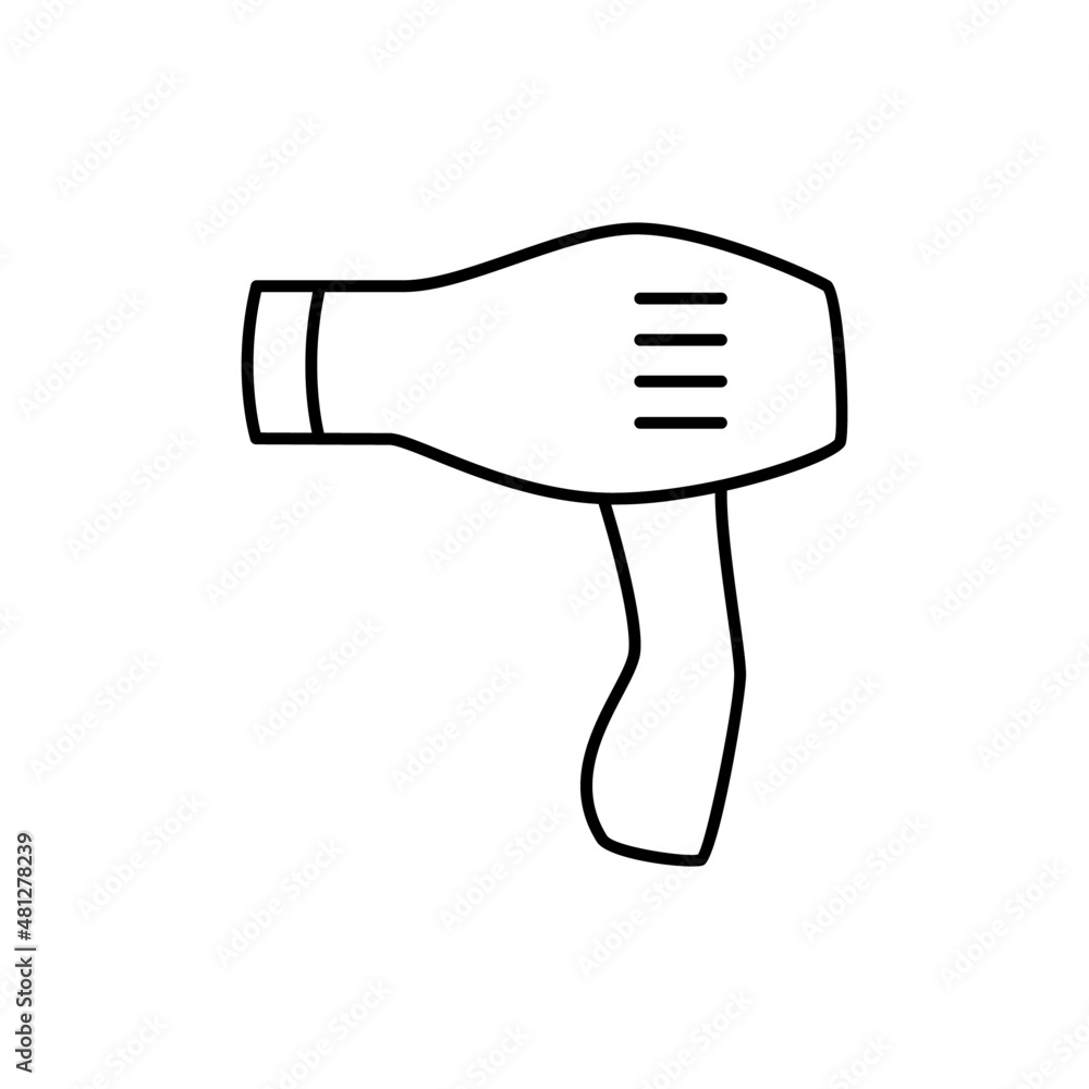 Hair dryer Icon in black line style icon, style isolated on white background Hair dryer Icon in black line style icon, style isolated on white background