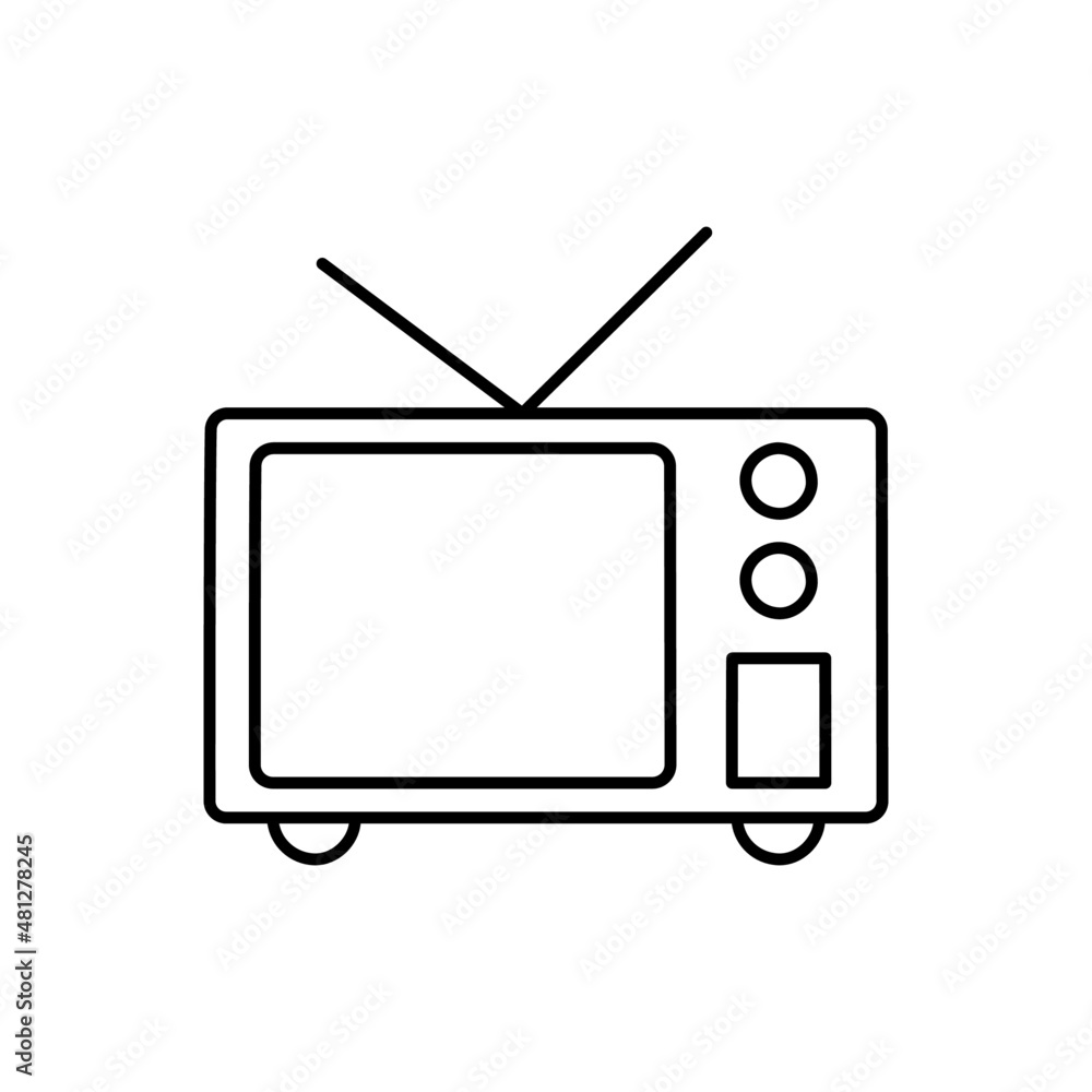 Analog TV Icon in black line style icon, style isolated on white background Analog TV Icon in black line style icon, style isolated on white background
