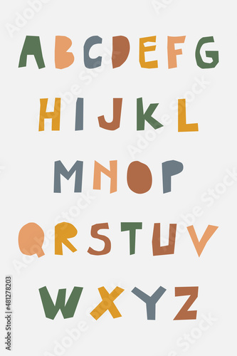 Colorful hand drawn lettering fonts alphabets. Perfect for educational poster, printed home decor, learn alphabets, kindergarten. Its vector illustration and editable.