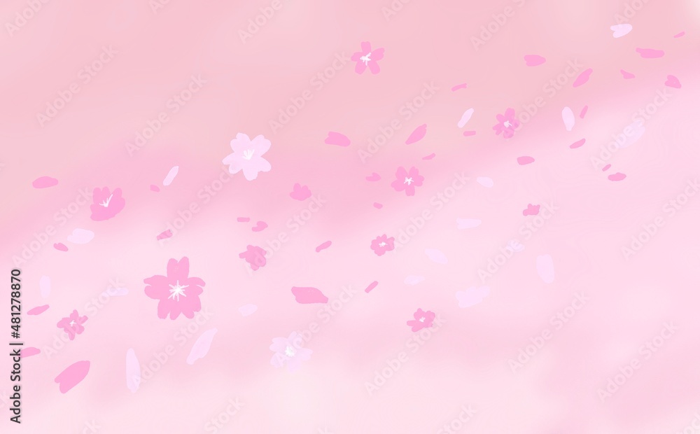 水彩画イラスト。風に舞う桜の花びら。春の桜の花イラスト。淡いピンク色と桜の背景。Watercolor illustration. Cherry blossom petals dancing in the wind. Spring cherry blossom illustration. Pale pink and cherry blossom background. 水彩画イラスト。風に舞う桜の花びら。春の桜の花イラスト。淡いピンク色と桜の背景。Watercolor illustration. Cherry blossom petals dancing in the wind. Spring cherry blossom illustration. Pale pink and cherry blossom background.