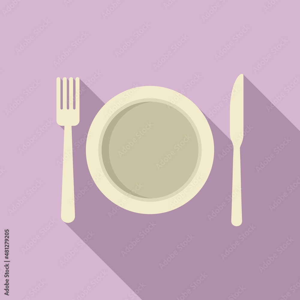 Plate restaurant icon flat vector. Food dinner Plate restaurant icon flat vector. Food dinner