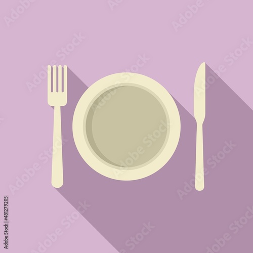 Plate restaurant icon flat vector. Food dinner
