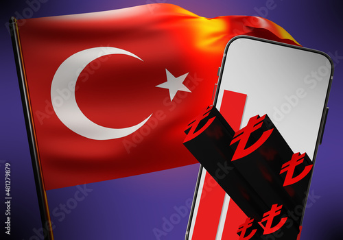 Turkish lira icons in smart...