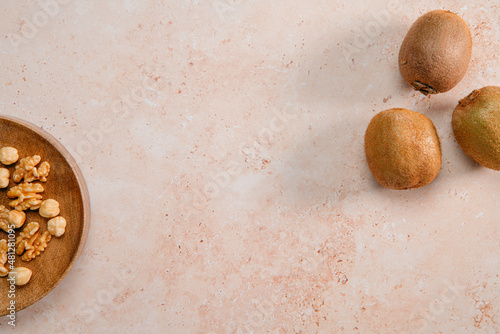 Marble table background. Top down view of flat empty dining table. Marble copy space restaurant table. Natural kitchen countertop interior with space for text.
