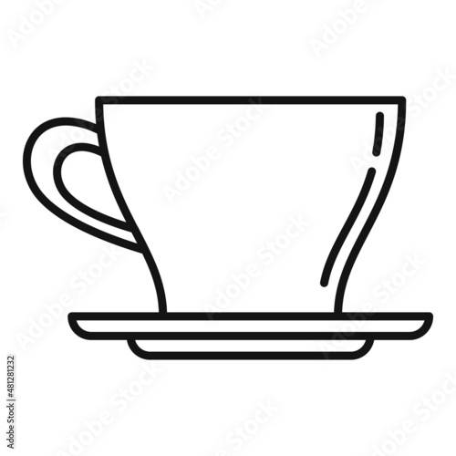 Hot coffee cup icon outline vector. Break cafe