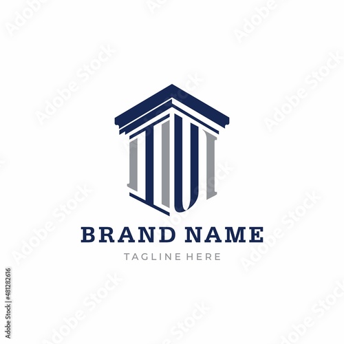 letter IV pillar initial logo icon vector illustration