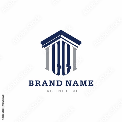 letter QQ pillar initial logo icon vector illustration