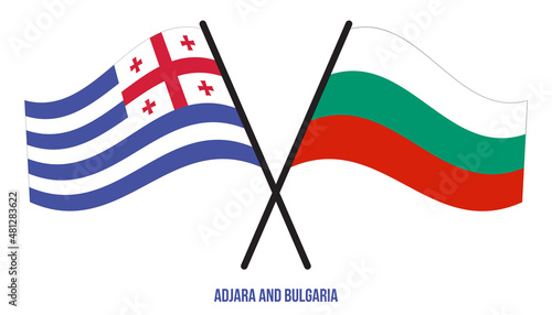 Adjara and Bulgaria Flags Crossed And Waving Flat Style. Official Proportion. Correct Colors.