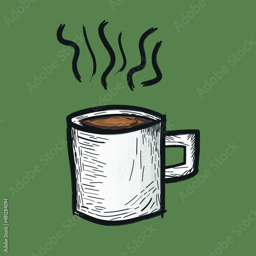 hand drawn illustration of white cup coffee or tea vector