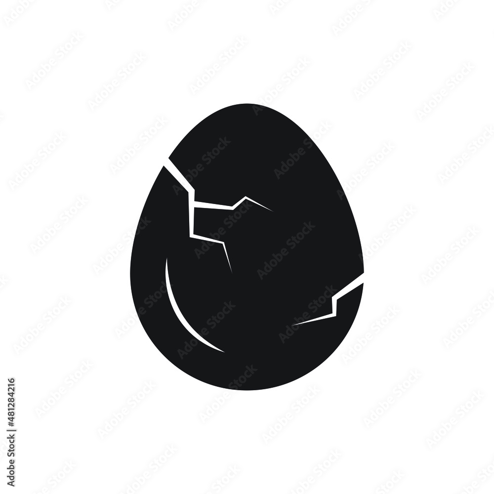 Cracked egg icon design isolated on white background Cracked egg icon design isolated on white background