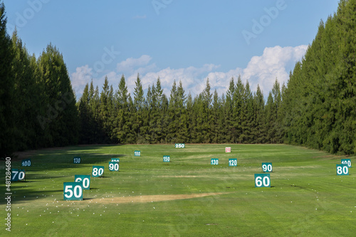 Driving Range, Target for hit in golf driving range, objective, drive golf training.
