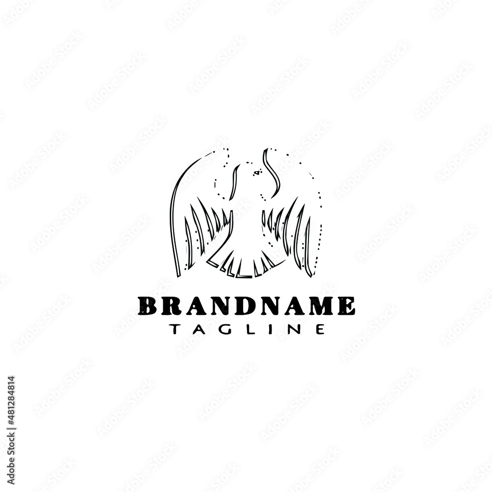 Fototapeta premium eagle logo cartoon icon design template black isolated vector
