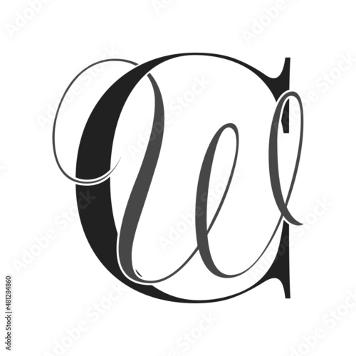 cw, wc, monogram logo. Calligraphic signature icon. Wedding Logo Monogram. modern monogram symbol. Couples logo for wedding