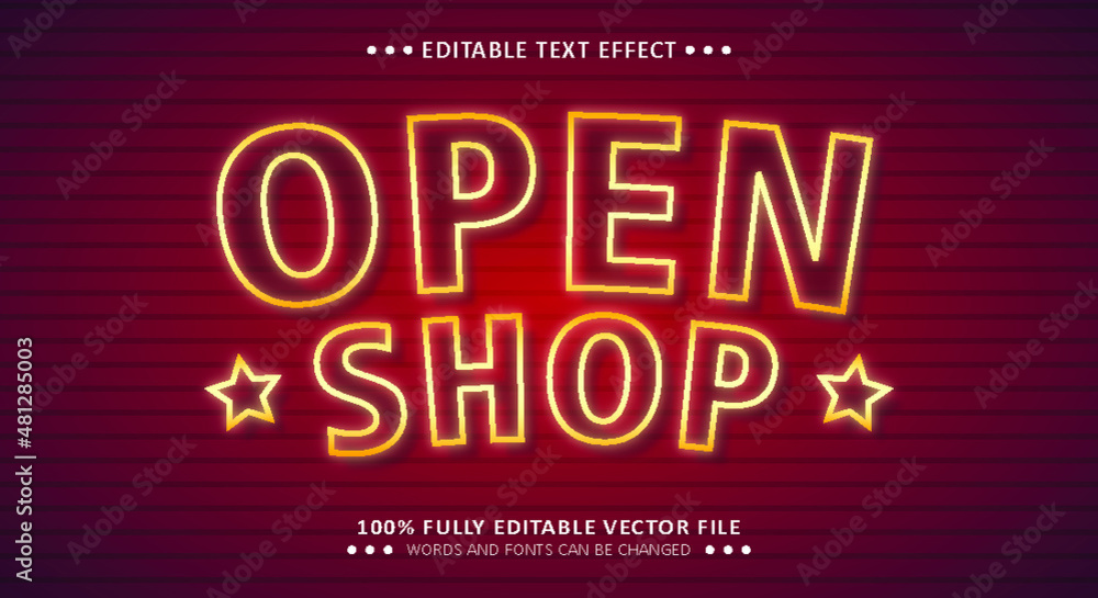 Neon Open Shope 3d Text Style - Editable Text Effect