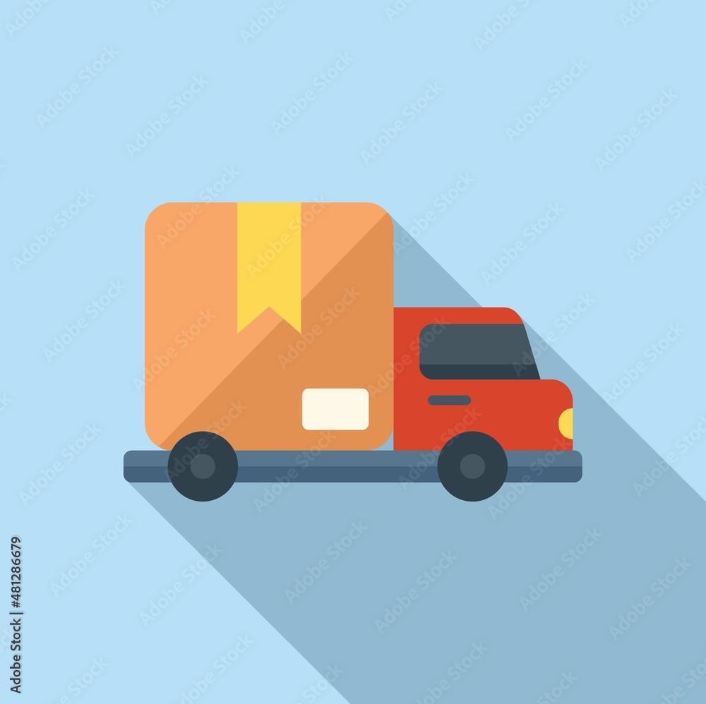 Parcel truck delivery icon flat vector. Online shop Parcel truck delivery icon flat vector. Online shop
