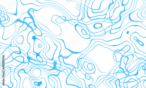Abstract line drawing blue colors pattern white background.