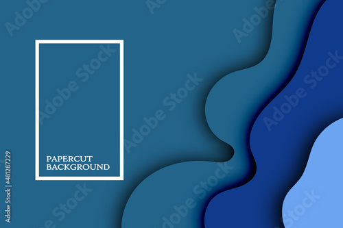 Blue papercut background design concept