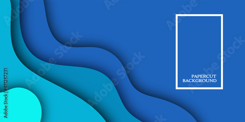 Blue papercut background design concept