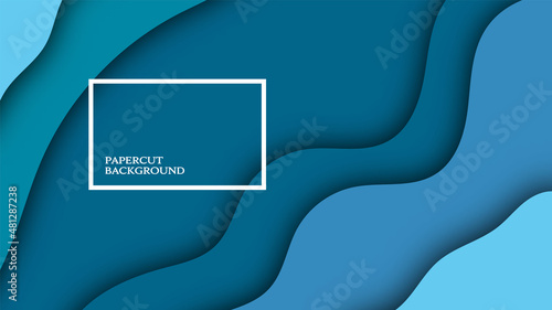 Blue papercut background design concept