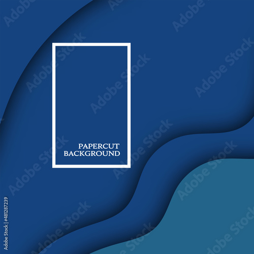 Blue papercut background design concept