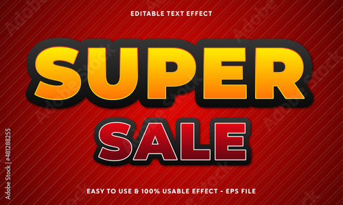 editable super sale vector text effect with modern style design