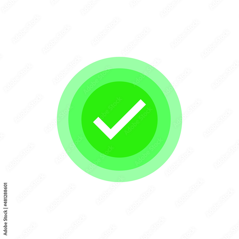 Green check mark button, green tick vector. Successful or complete sign Green check mark button, green tick vector. Successful or complete sign