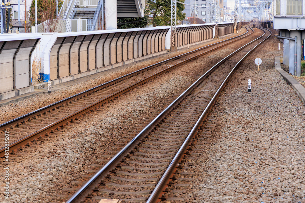 Naklejka premium 高架に設置された電車の線路