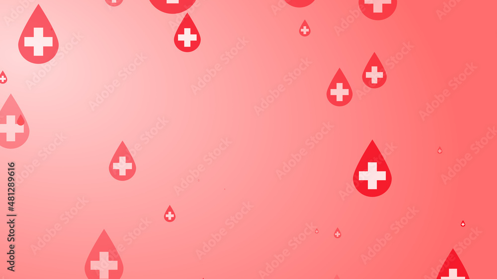 Medical health cross white on red blood drop pattern background. Abstract healthcare for World Blood Donor Day. Medical health cross white on red blood drop pattern background. Abstract healthcare for World Blood Donor Day.