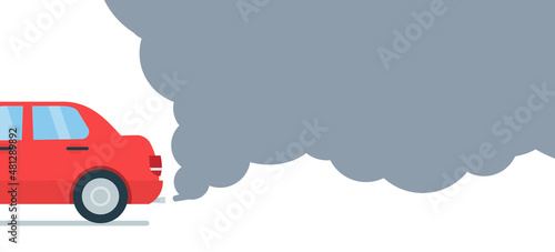 car emits smoke co2 carbon dioxide exhaust pipe vector illustration