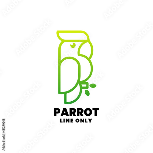 Vector Logo Illustration Parrot Gradient Line Art Style.