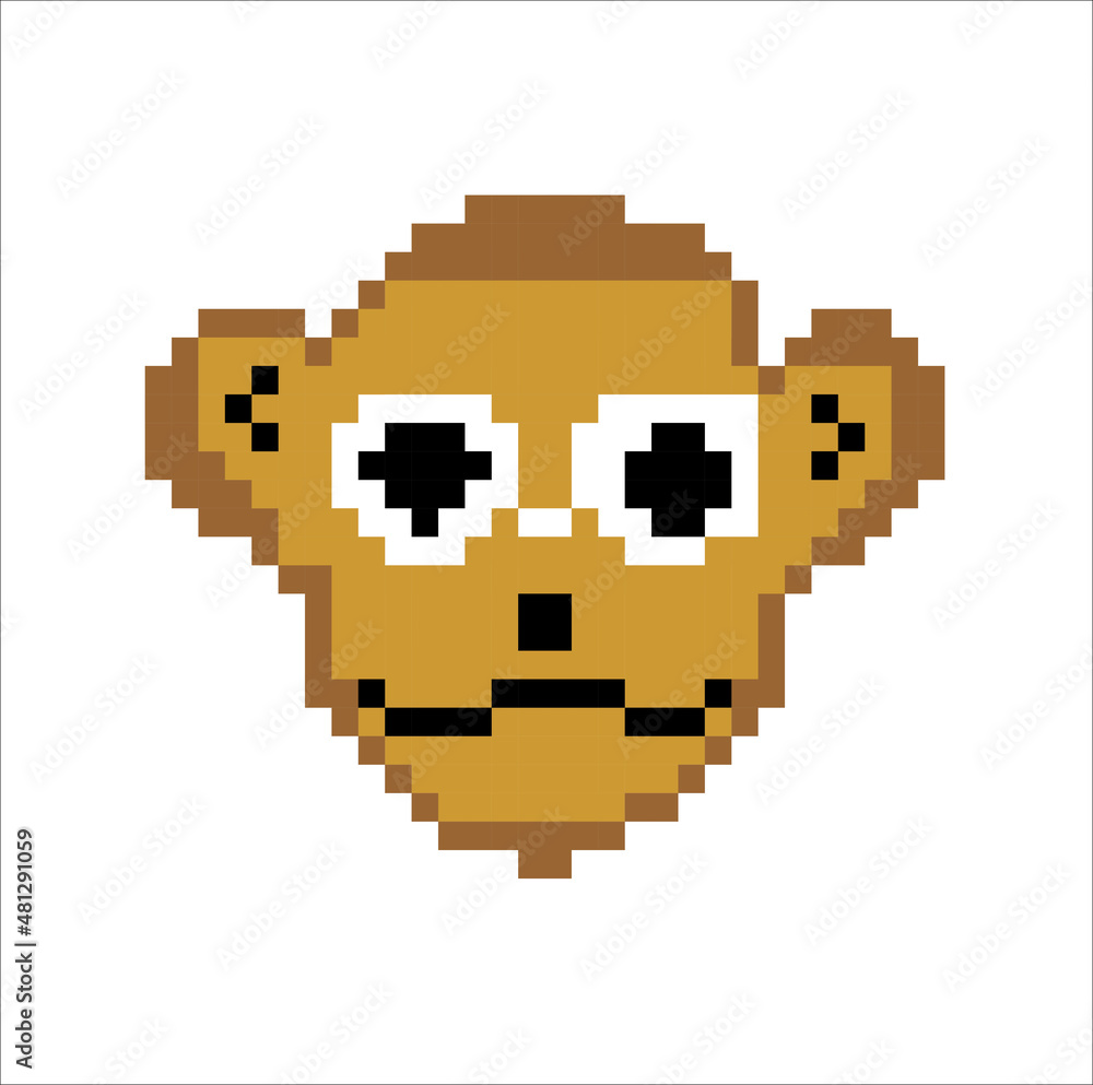monkey head pixel art character animal