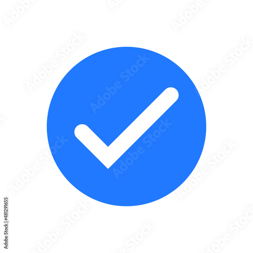 Blue account verified checkmark. Blue verified tick. check mark button