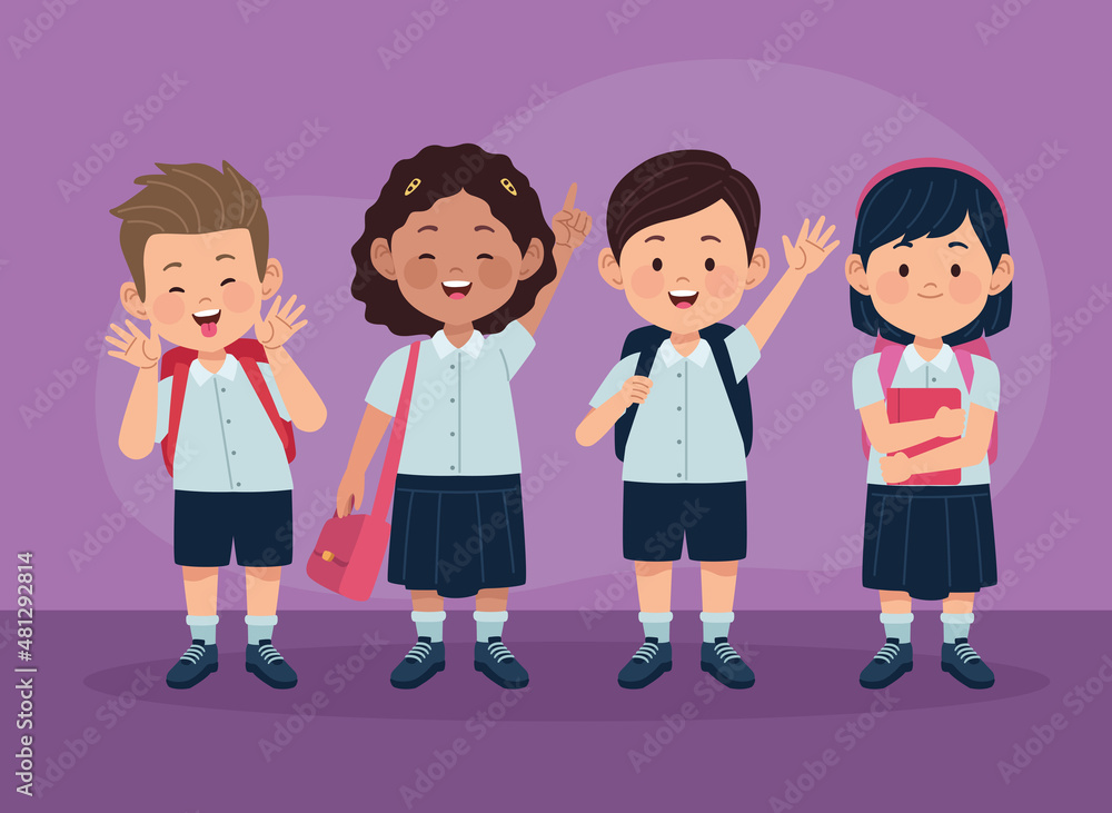 four little students