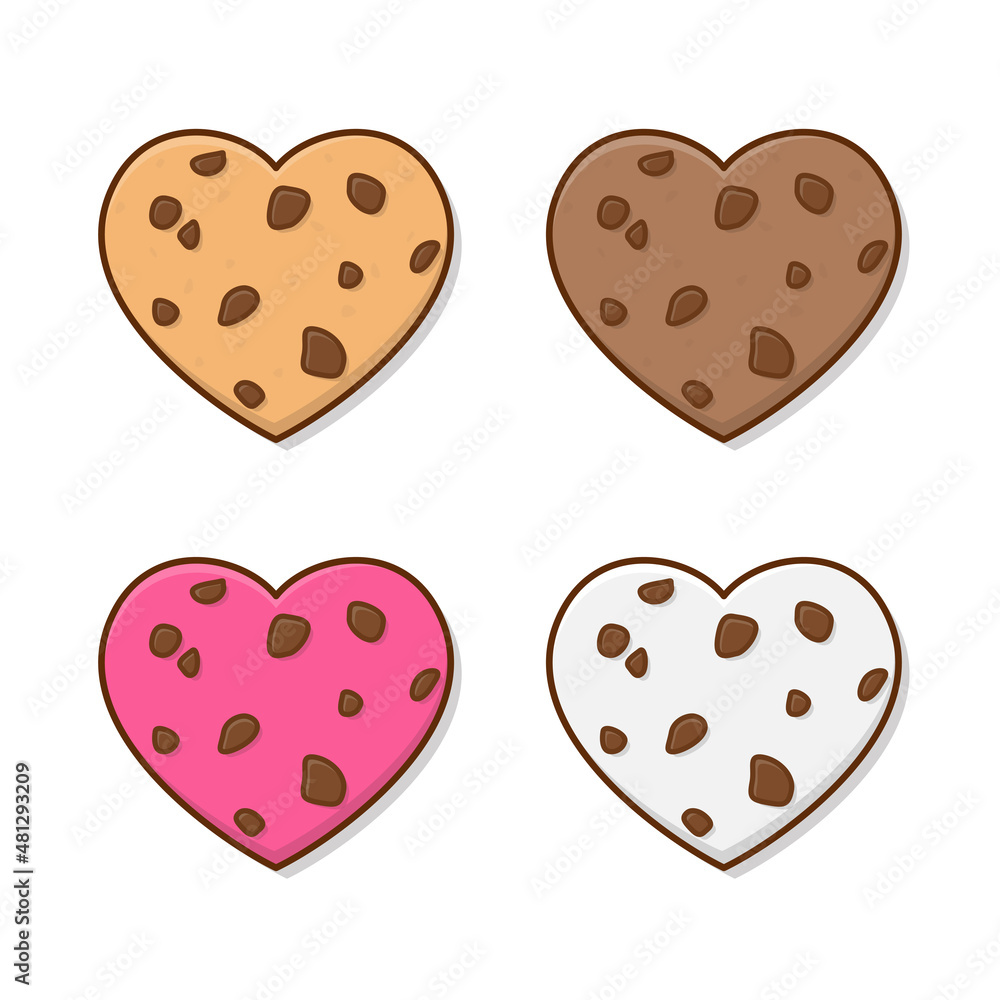 Love Cookies Vector Icon Illustration. Set Of Tasty Cookies Flat Icon Love Cookies Vector Icon Illustration. Set Of Tasty Cookies Flat Icon