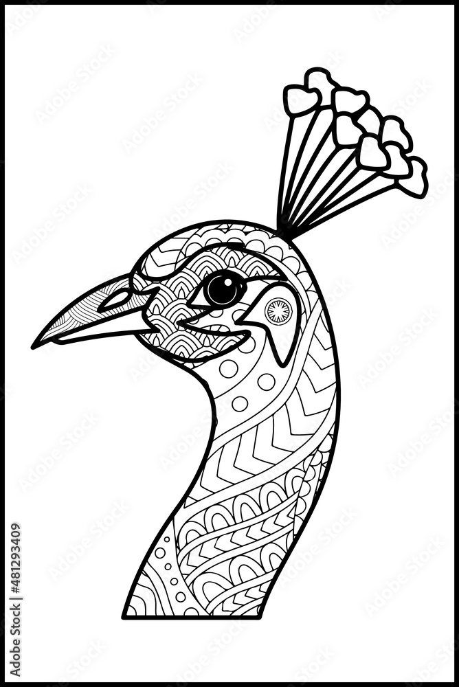 mandala for coloring page peacock design Stock Vector | Adobe Stock