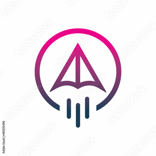 circle aero plane color line logo design