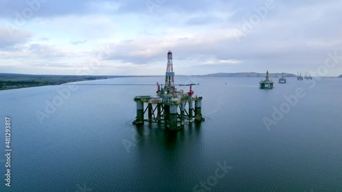 Oil and Gas Drilling Rig in Scotland Awaiting Deployment to the North Sea photo