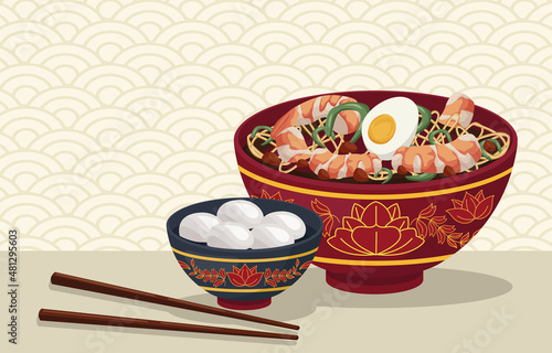 two chinese food dishes scene