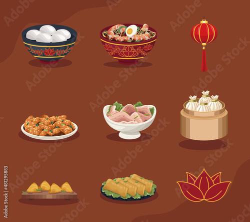nine chinese food dishes