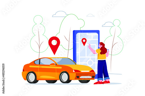 Taxi Booking Illustration concept. Flat illustration isolated on white background.