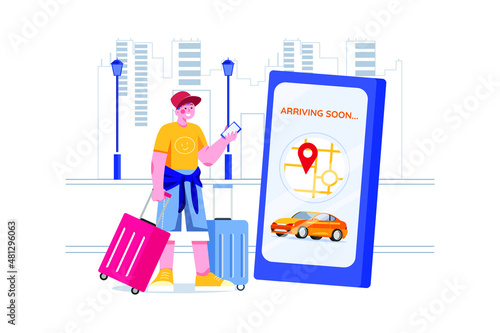 Taxi Booking Illustration concept. Flat illustration isolated on white background.