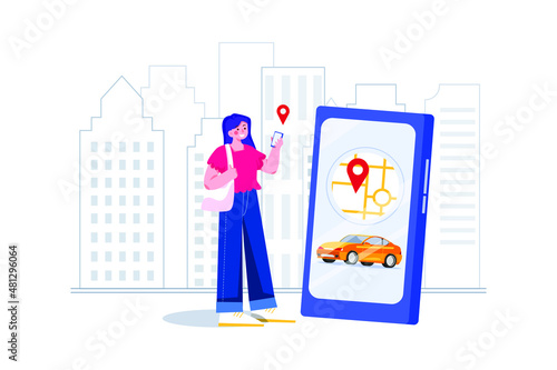 Taxi Booking Illustration concept. Flat illustration isolated on white background.