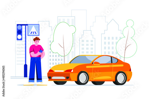 Taxi Booking Illustration concept. Flat illustration isolated on white background.