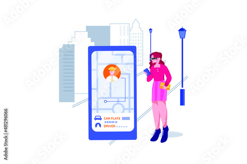 Taxi Booking Illustration concept. Flat illustration isolated on white background.