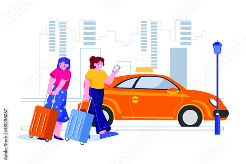 Taxi Booking Illustration concept. Flat illustration isolated on white background.