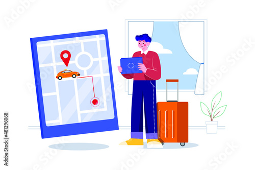 Taxi Booking Illustration concept. Flat illustration isolated on white background.