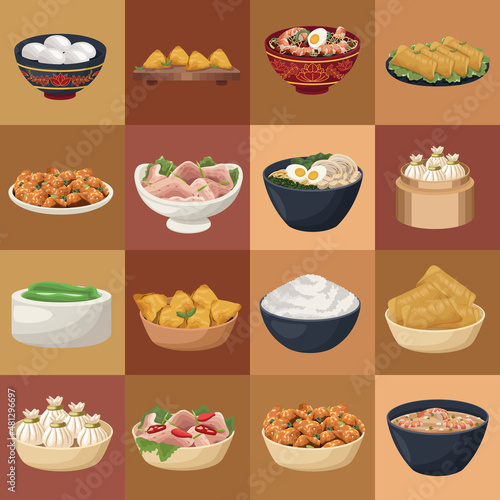 sixteen chinese food dishes
