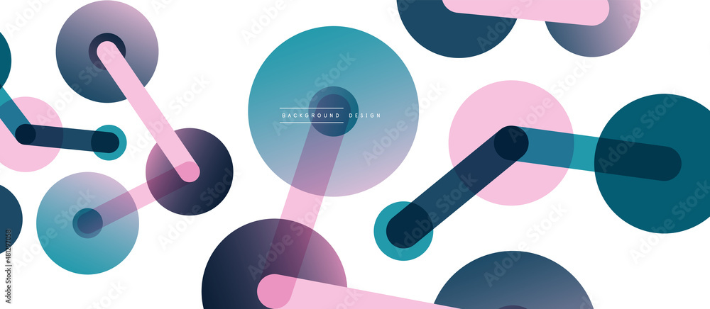Abstract background. Round dots connected by lines. Trendy techno business template for wallpaper, banner, background or landing